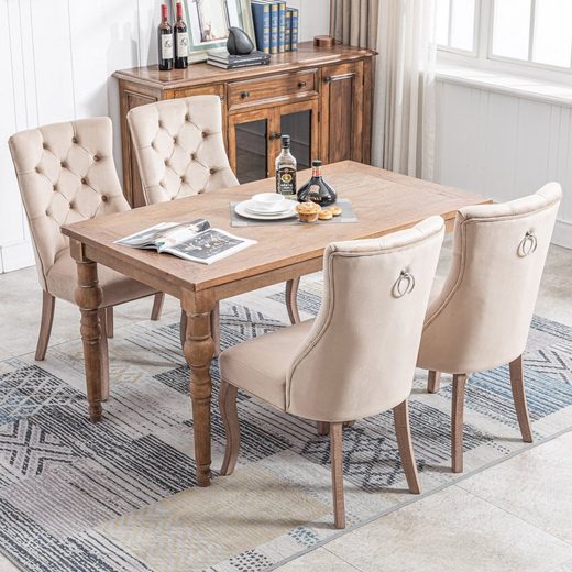 Set di 2 poltrone da pranzo in ecopelle beige, seduta imbottita