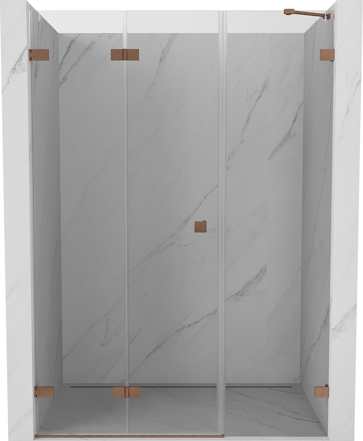 Mexen Lunar-F drzwi prysznicowe składane lewe 115 cm, transparent, miedź szczotkowana - 836S-115-050-65-00-L