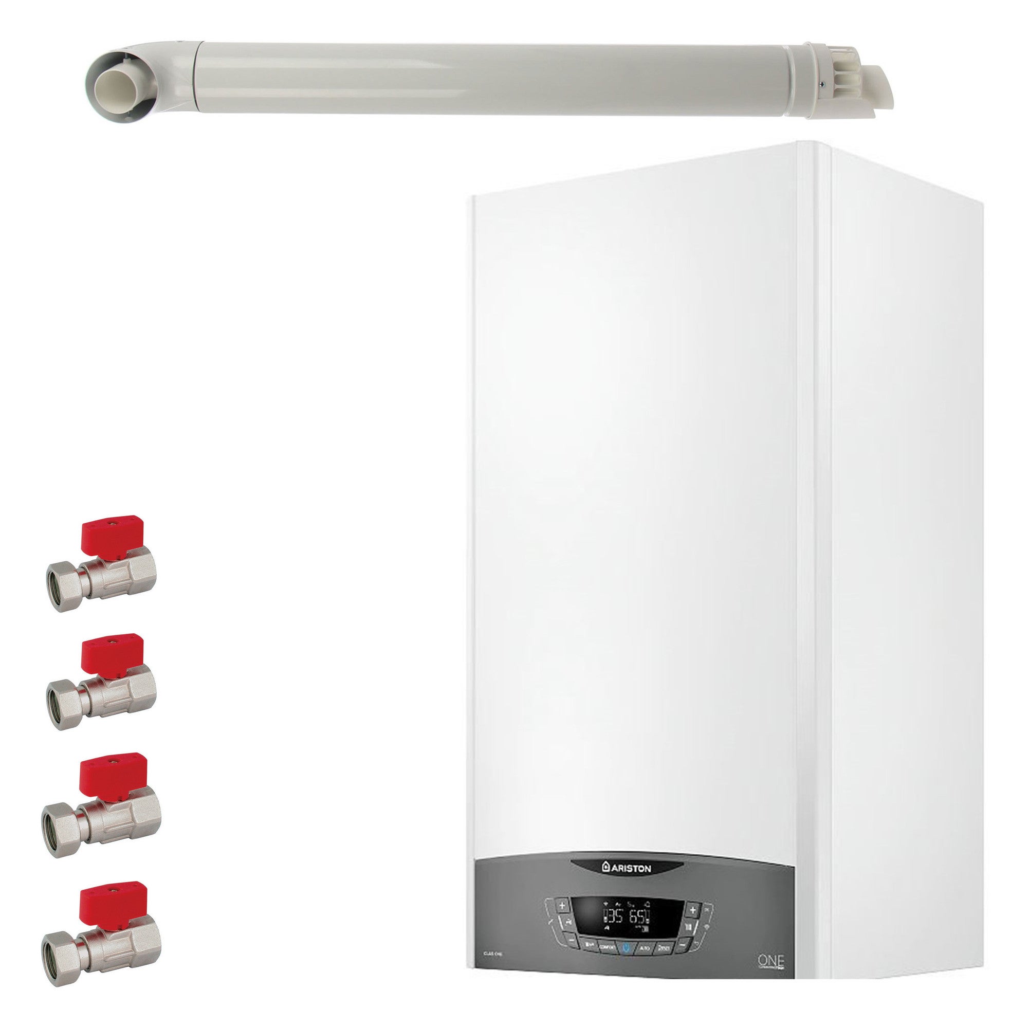 Pachet centrala termica in condensare Ariston Clas One Wi-Fi 24 kW, kit evacuare si set robineti Fornara