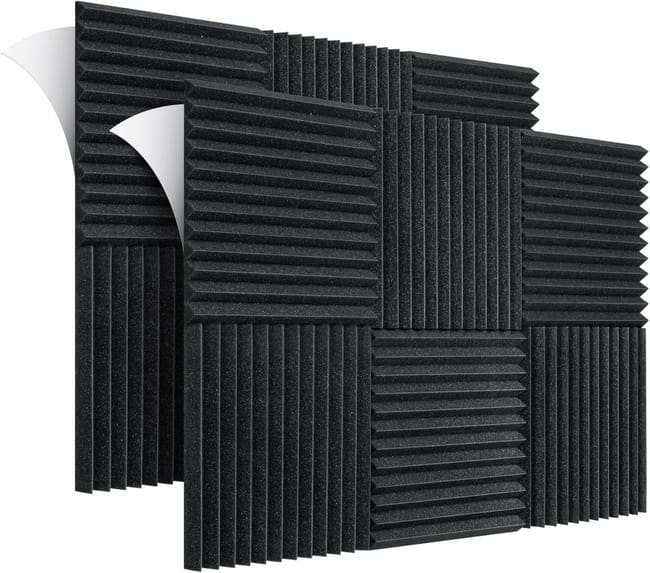 30 x 30 x 2,5 cm Panele akustyczne z pianki, opakowanie 12 sztuk Samoprzylepne, ognioodporne panele akustyczne, pianka redukująca hałas, do podcastów