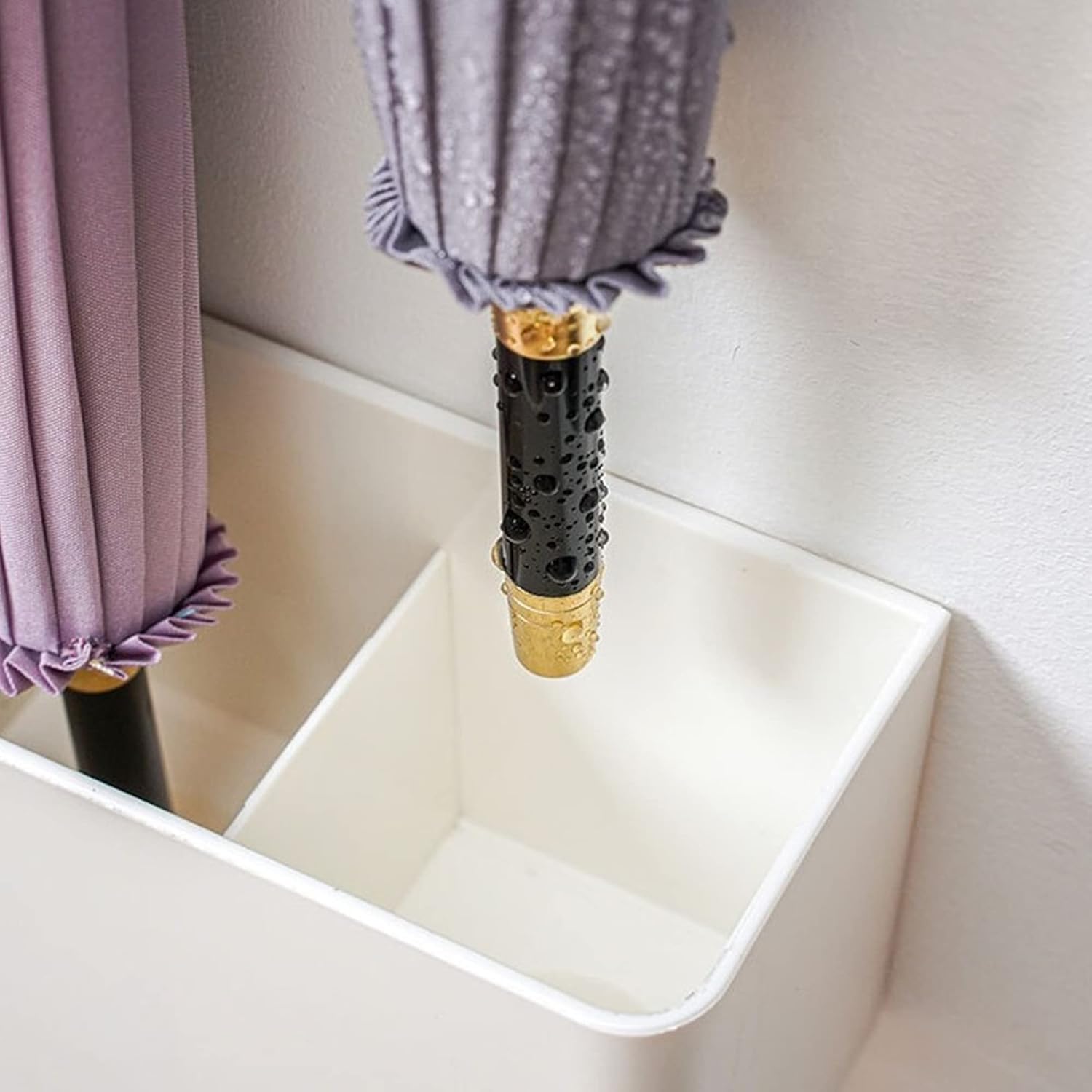 Porte Parapluie à Fixation Murale, Étagère de Parapluie Porteparapluies Avec Réceptacle D’eau Amovible Organisateur D'économie D'espace Support de Par - 5