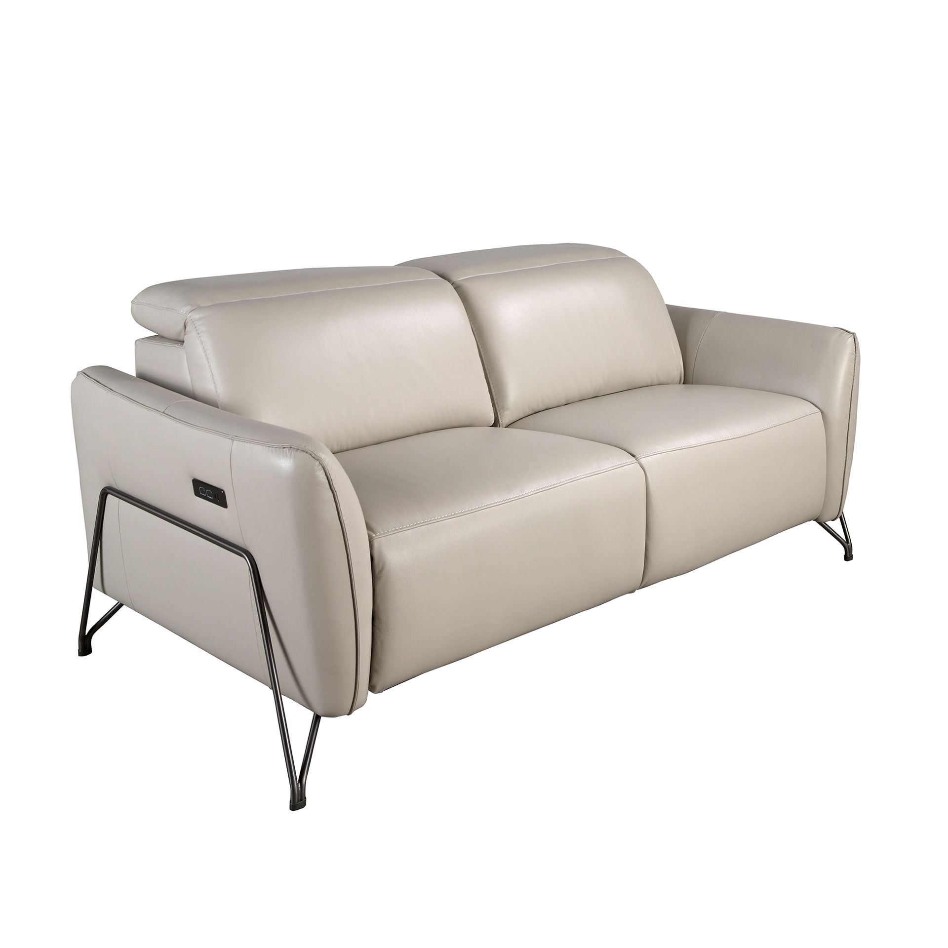 2-osobowa sofa relaksacyjna w piaskowej skórze 164 x 111 x 104 cm
