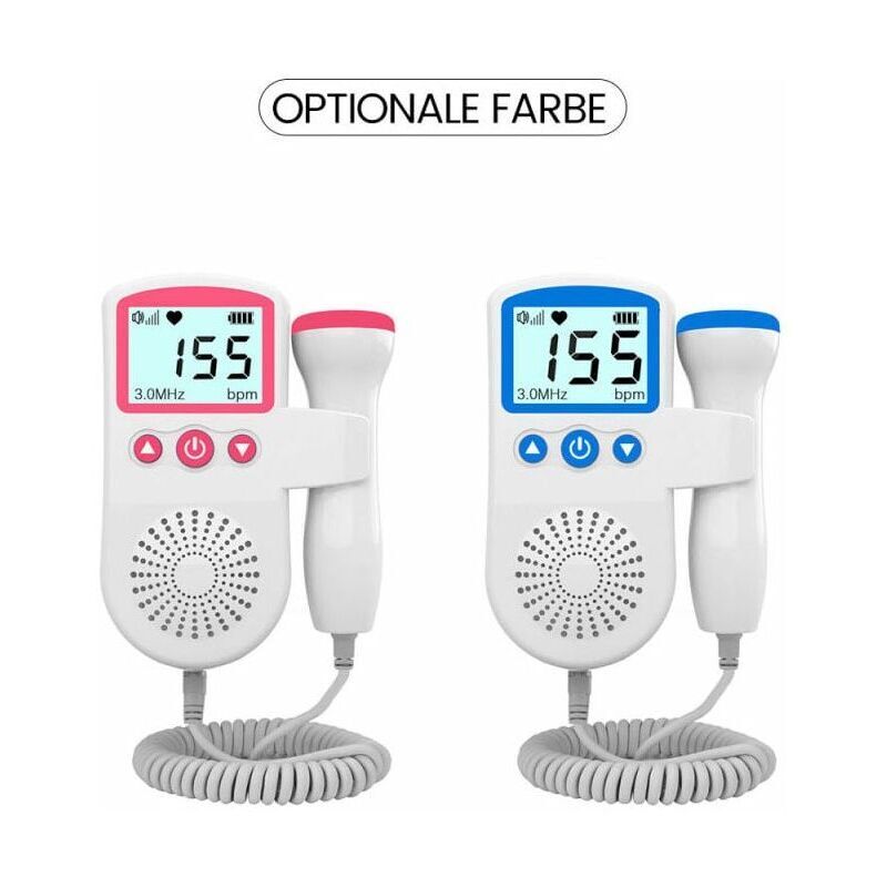 Moniteur de fréquence cardiaque Doppler fœtal pour bébé pour grossesse 50-230 BPM Plage de mesure 3 MHz Détecteur de fréquence - 2