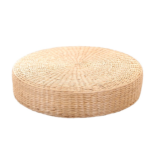 1 pz - Cuscino per seduta in paglia piatta da 40 cm, stile giapponese, rattan intrecciato - Cuscino rotondo per tappetino da yoga, pouf o tatami