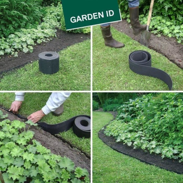 Bordure de jardin en caoutchouc recyclé - GARDEN ID Eco Border - 5 m H13 cm - Indestructible - Flexible, pose droite ou courbé - 4