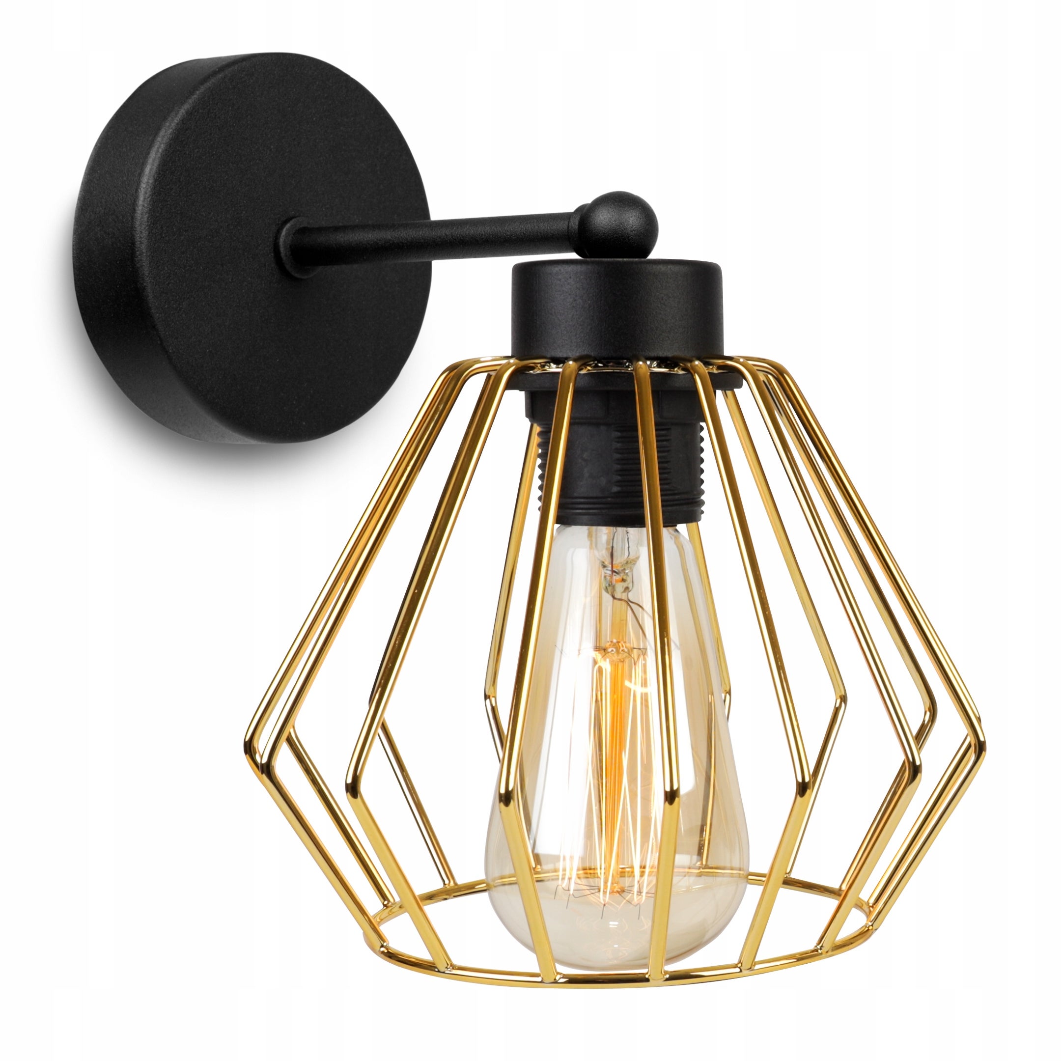 Lampa kinkiet ścienny Santos boho 1xE27 klosz druciak złoty Light Home LH