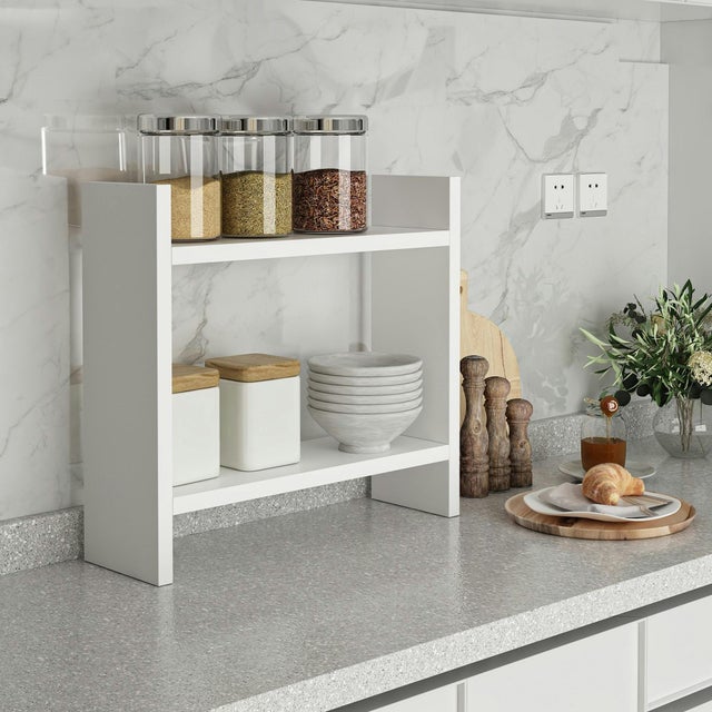 Étagère De Comptoir En Plastique à 2 Niveaux,YSTP Support De Bureau Multifonctionnel, Support De