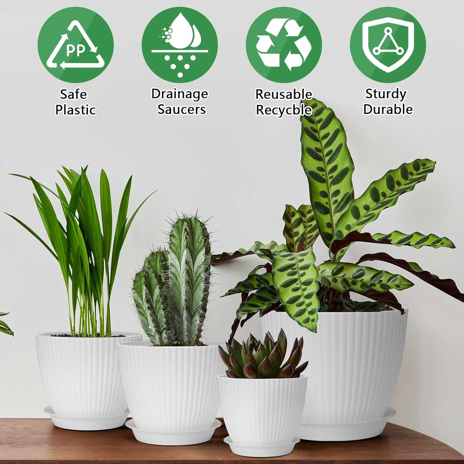 9 Misure A Scelta KADAX Vaso Da Fiori Con Sottovaso - Vaso Per Piante In Plastica Minimalista Vaso Decorativo Per Fiori Cactus Ed Erbe 17 Cm Grigio 83765781 Protezione Per Mobili Da Acqua