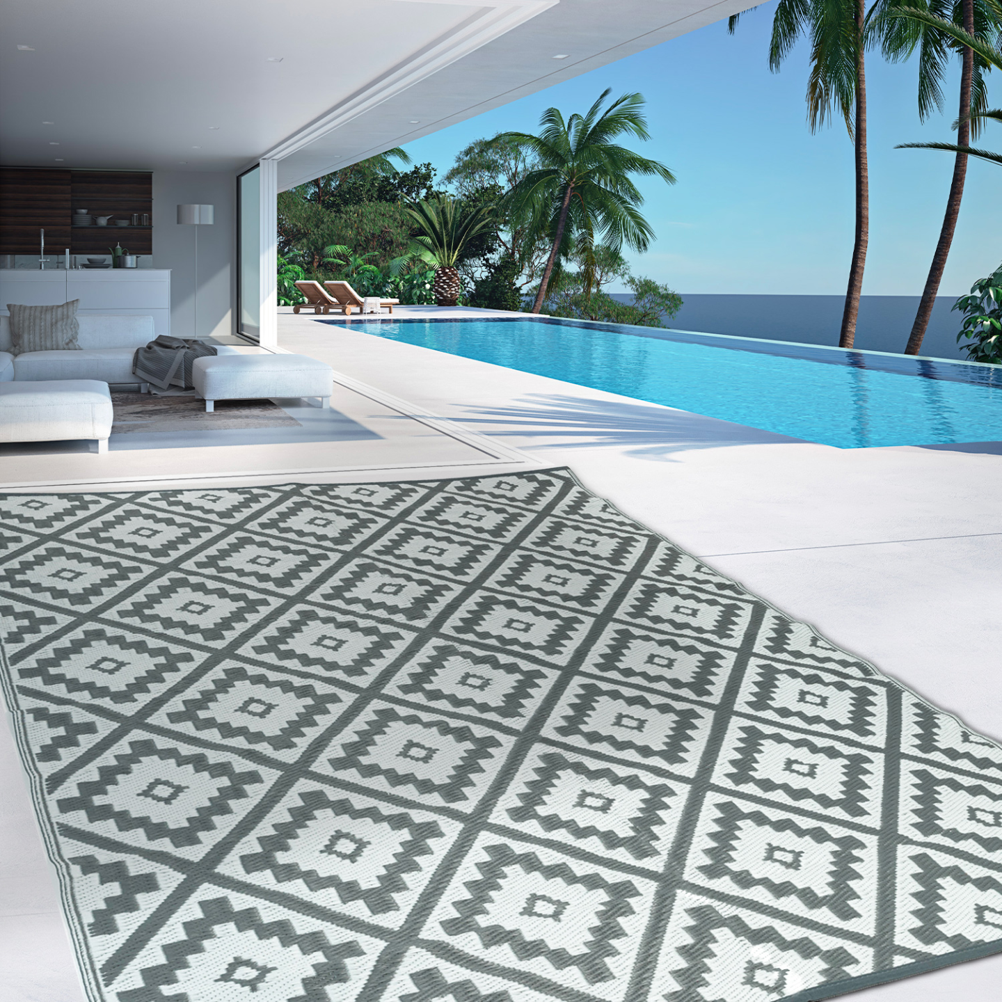 Tapis extérieur BAHAMAS gris 270 x 470 CM - 3