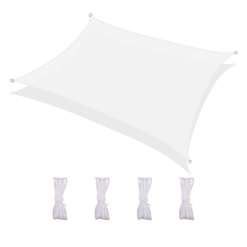 Żagiel przeciwsłoneczny prostokątny, wodoodporny i odporny na promieniowanie UV, na tarasy, do ogrodów, trawników, 3 x 3 m, biały