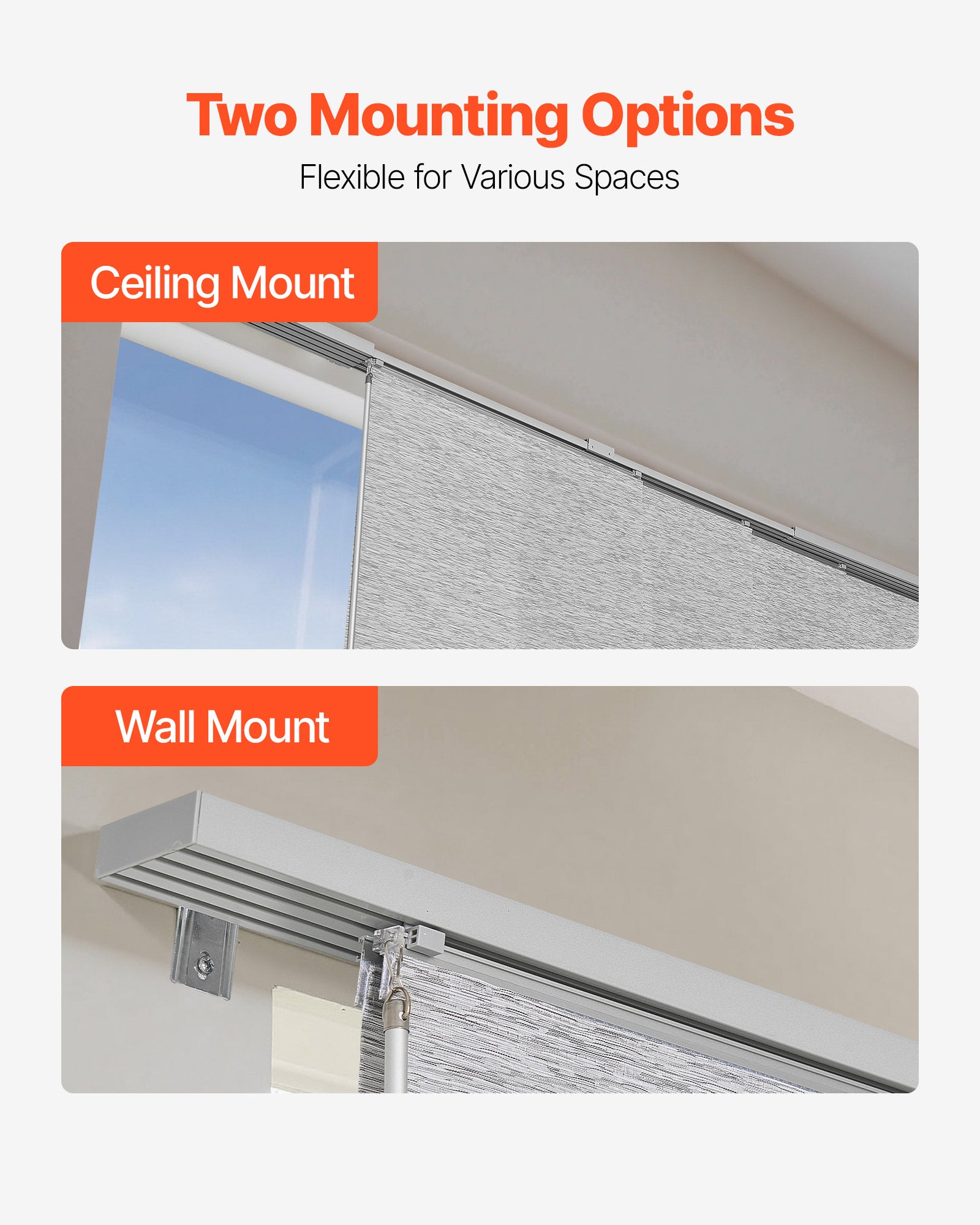 Tenda a Pannelli su Binario Estensibile VEVOR 116–218 cm, Pannello Giapponese Verticale Fino a 243 cm, Grigio - 6