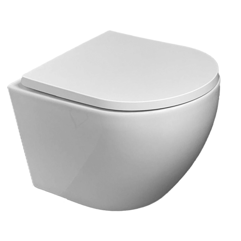 BÂTI SUPPORT GEBERIT PACK CITERNE ENCASTRÉE ET BOUTON DELTA 01 BLANC AVEC LE TOILETTE SUSPENDU ROUND SMART 52CM TOR 3 AVEC SIÈGE FIN - 4
