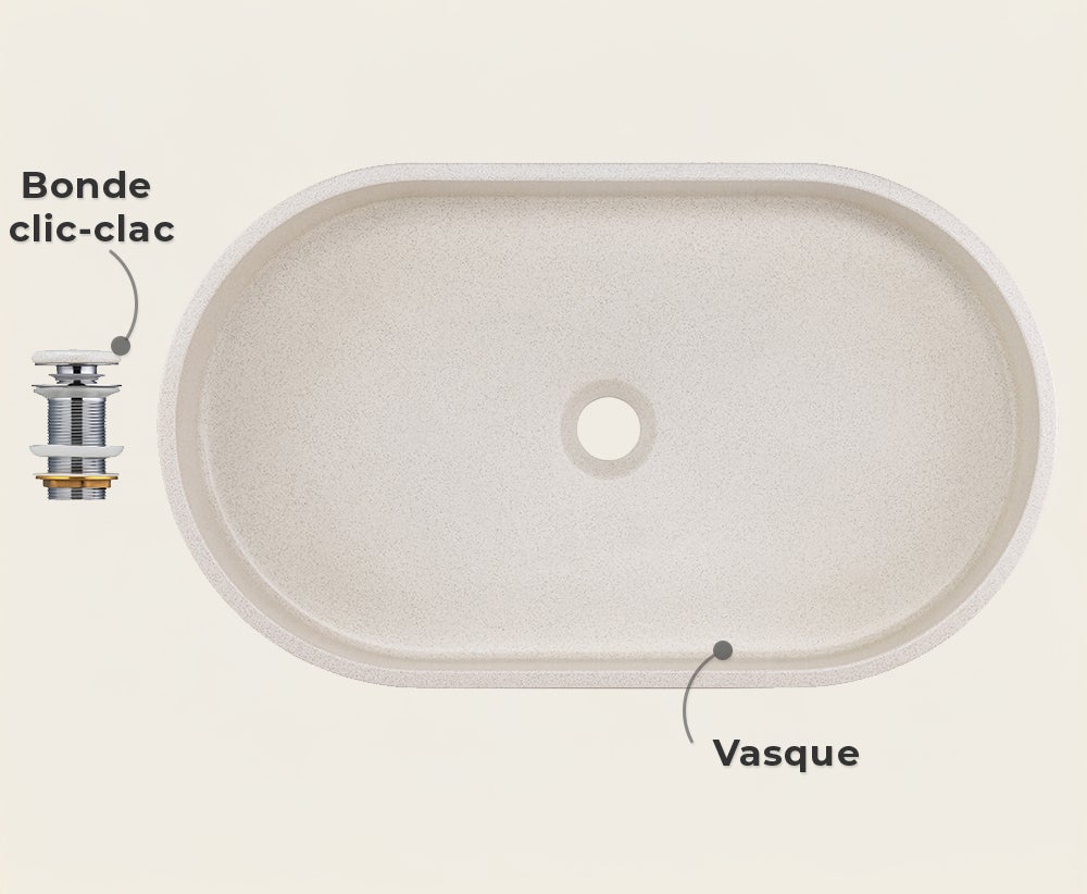 Vasque ovale 60x35x12 MABEL en béton minéral écru chiné BASS - 4