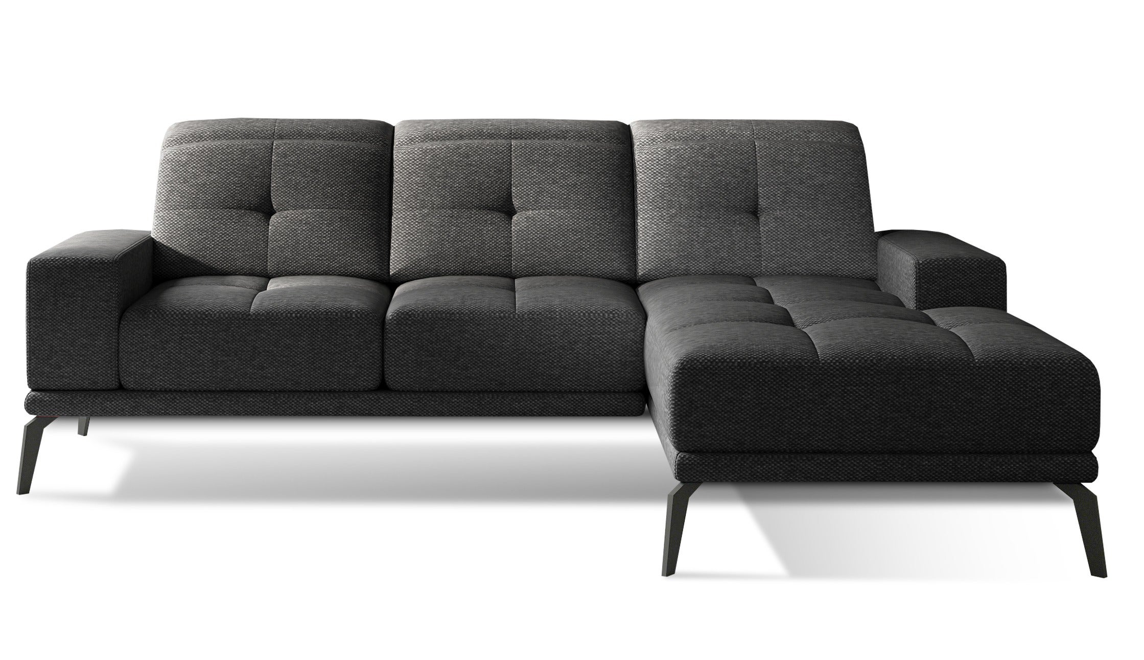 Canapé d'angle droit 5 places tissu gris anthracite Torpille 265cm