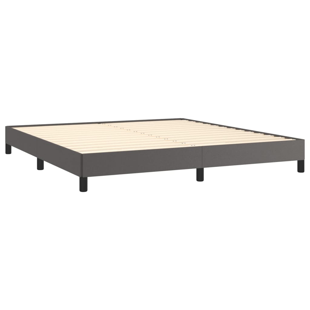 Cadre de lit sans matelas, gris, 160 x 200 cm, similicuir - 4