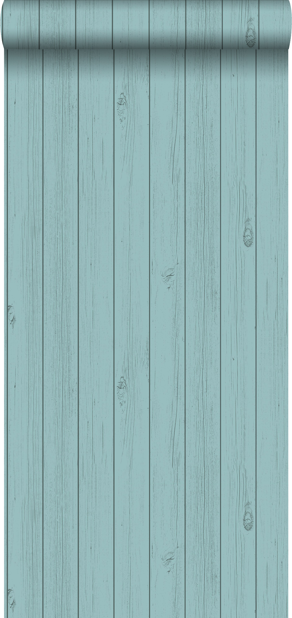 Papel pintado tablas de madera estrechos vintage de madera recuperada verde mar turquesa grisáceo - 53 cm x 10,05 m - estahome