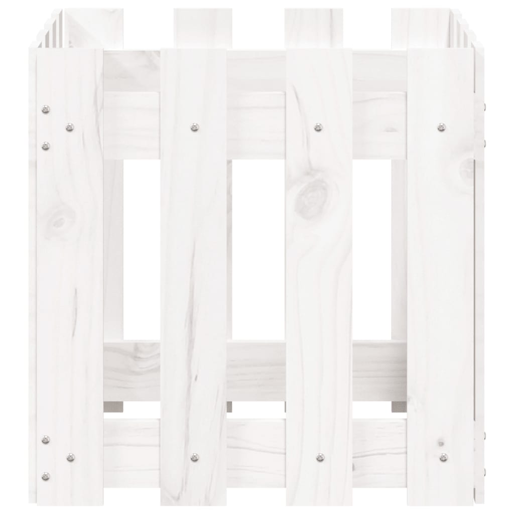 Jardinière | Bac à fleurs | Pot de fleurs avec design de clôture blanc 40x40x40 cm pin massif722226 - 5