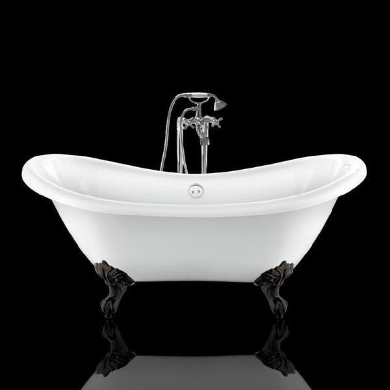 Baignoire sur pieds rétro DARLINGTON Blanche 175 cm Pieds d'Aigle Noirs - 5