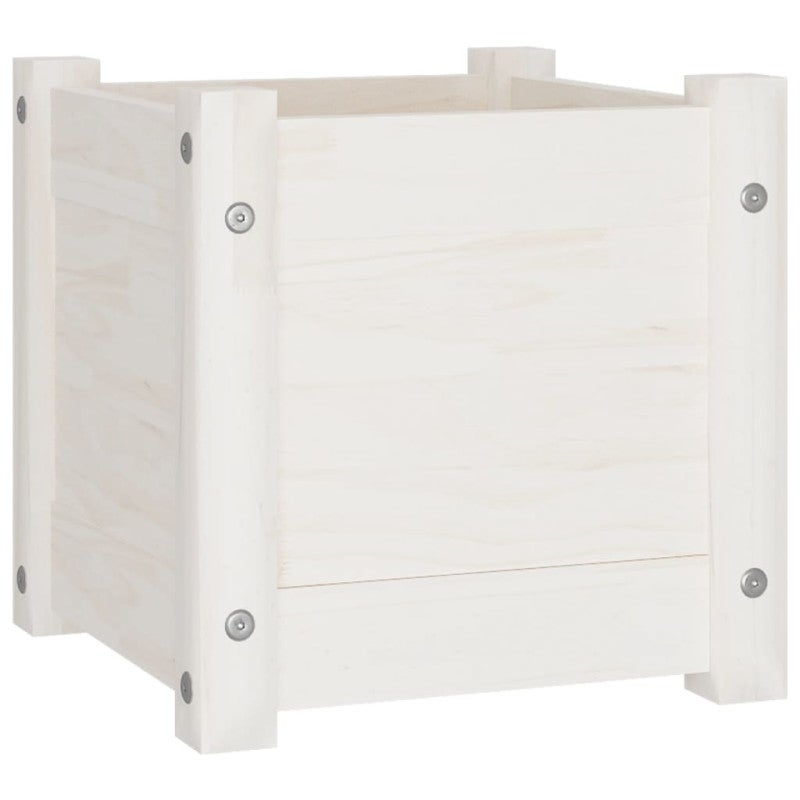 vidaXL Fioriera da Giardino Bianca 31x31x31 cm Legno Massello di Pino - 2