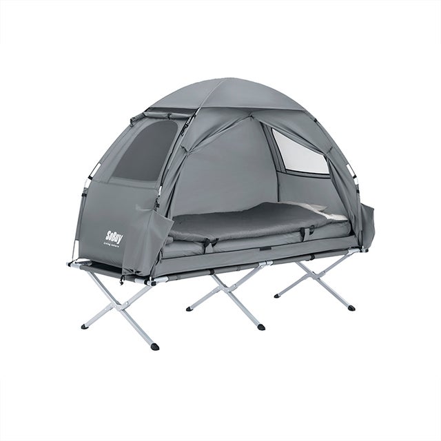 Très grand lit de camping repliable Alpcour - cadre en acier, capacité de 500 lb - Gris | Best Buy Canada