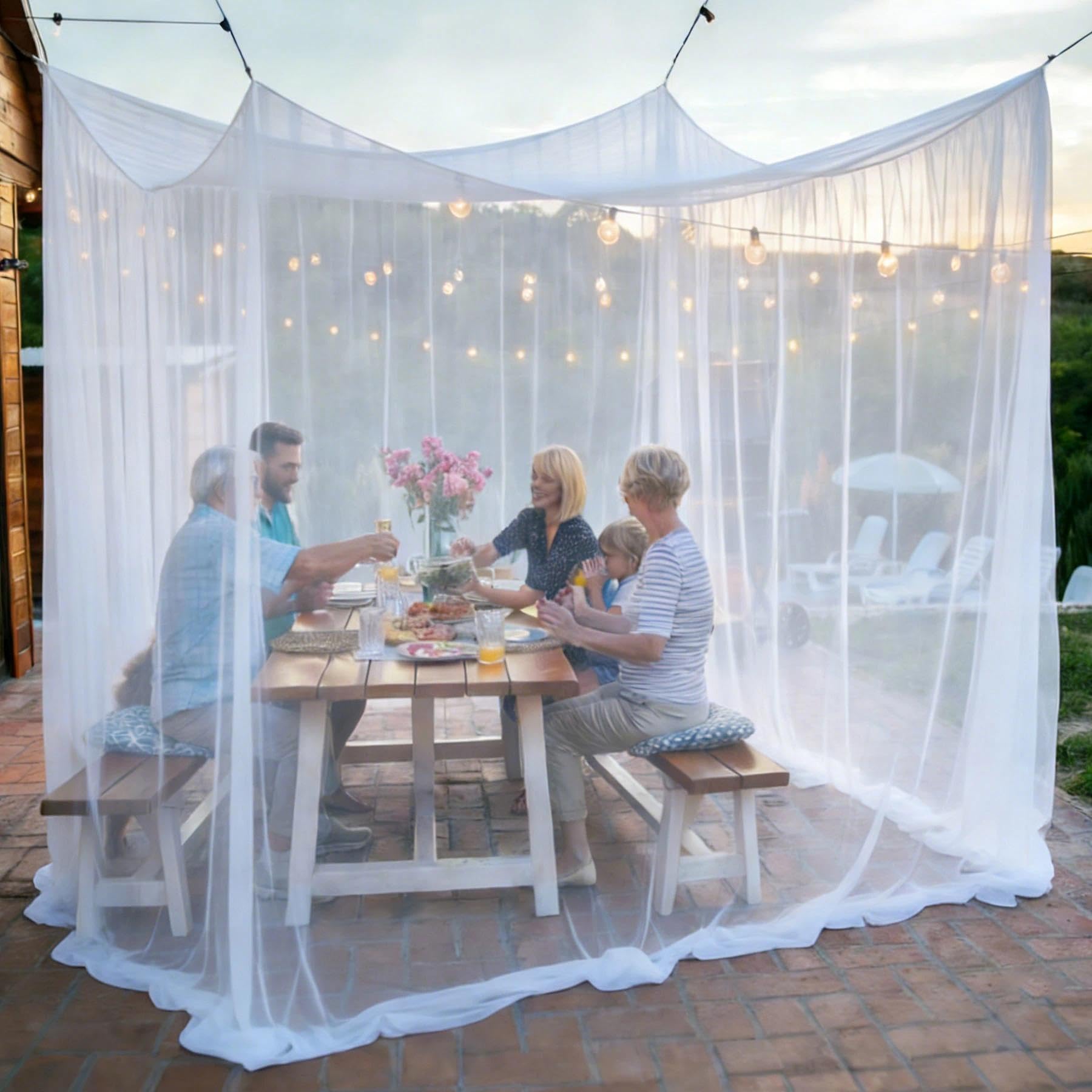 Moustiquaire 300x300x250 cm,pour gazebo,jardin,terrasse,camping,lit,220mailles fines avec 1 porte,blanc - 2
