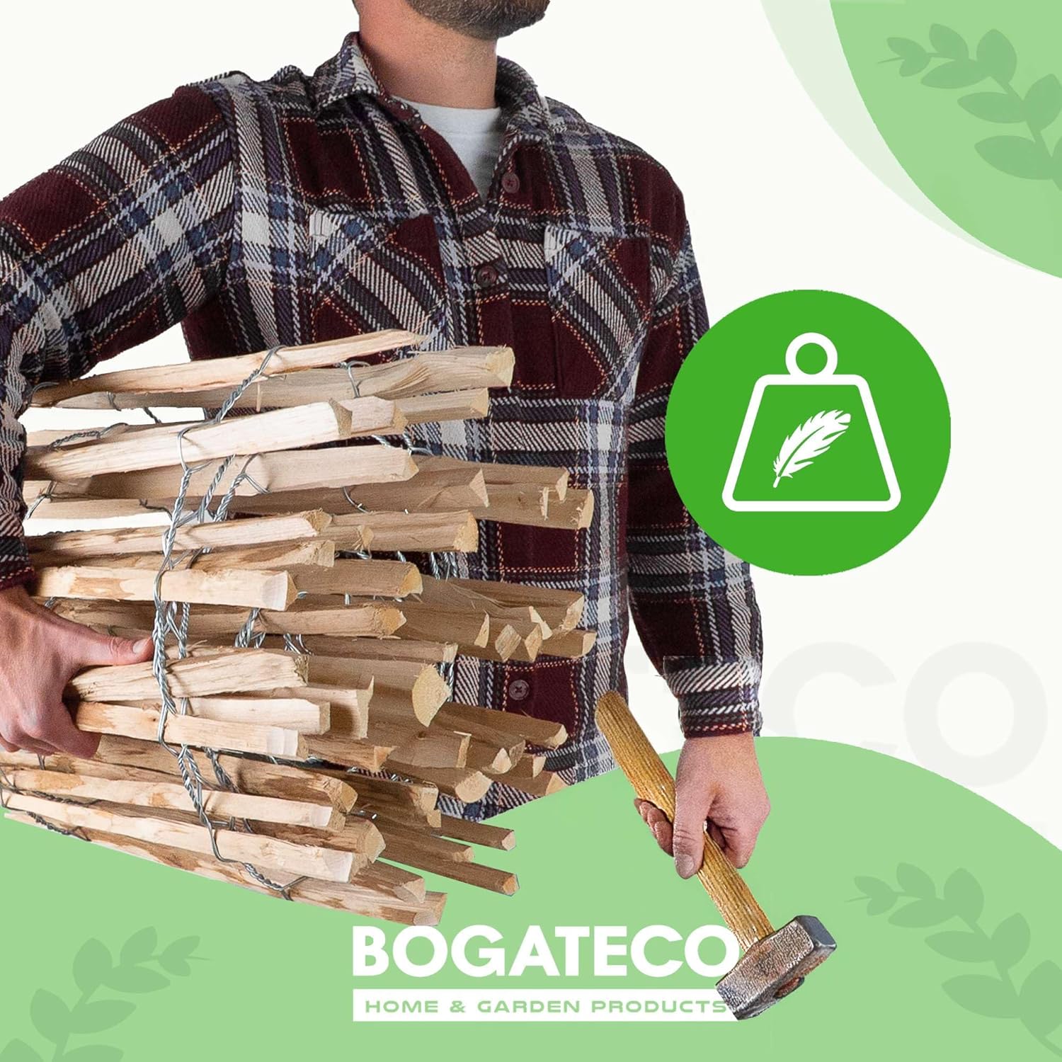 BOGATECO Clôture enroulable en bois noisetier | Clôture de jardin 60 cm de haut et 500 cm de long | Lattenabstand 4-5cm | Clôture en bois - 5