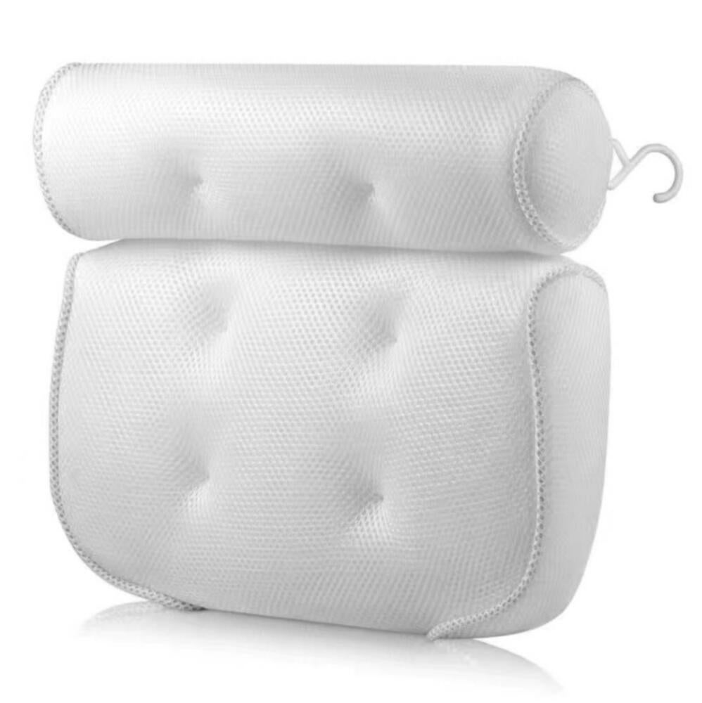 Biały (37 x 35 x 10 cm) Poduszka do wanny Poduszka kąpielowa z 6 przyssawkami antypoślizgowymi, do wanny Poduszka do spa,jacuzzi, wanny z hydromasażem
