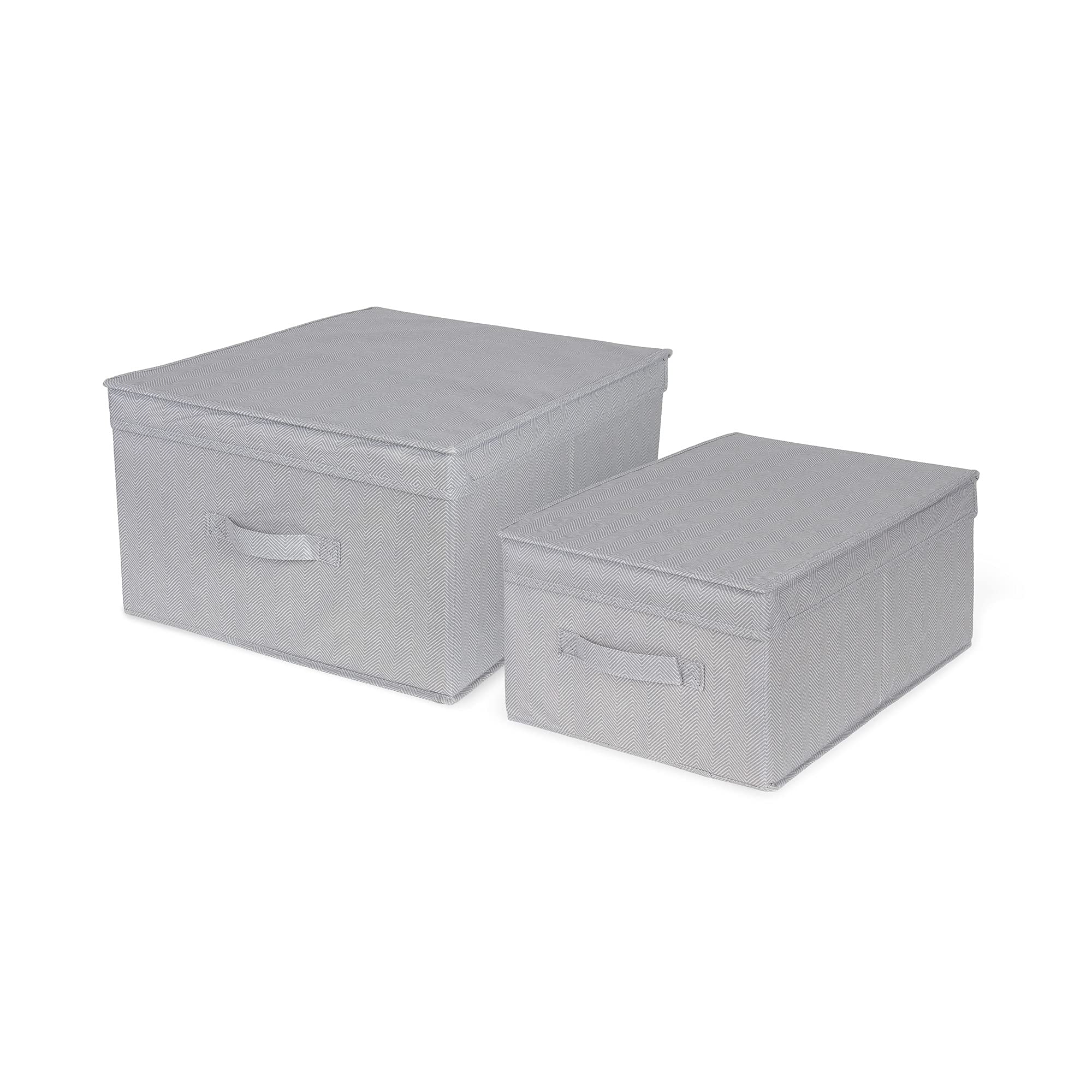 Scatole pieghevoli con maniglie set 3 pezzi 40 x 30 x 24 cm grigio Tina