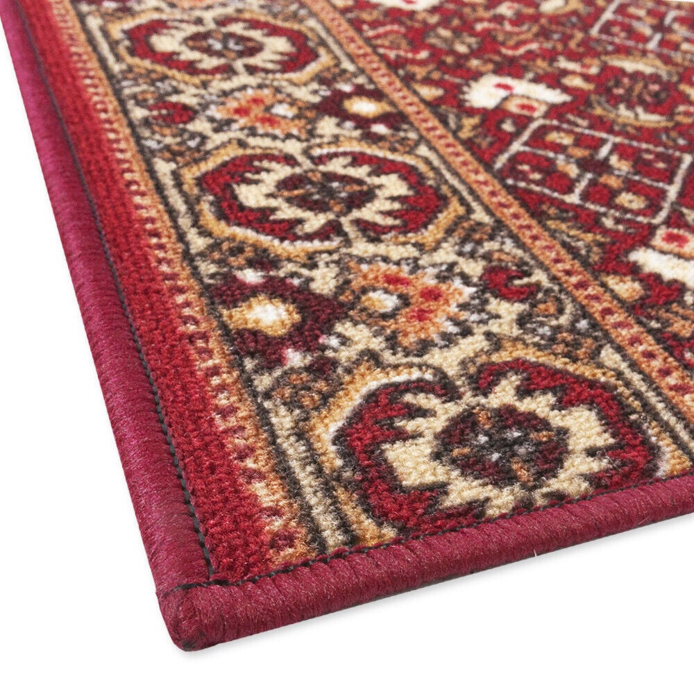 Coureur D'escalier Bordé 67x400 cm Couloir Entrée Tapis Cuisine Bordeaux Marches Pas - 4