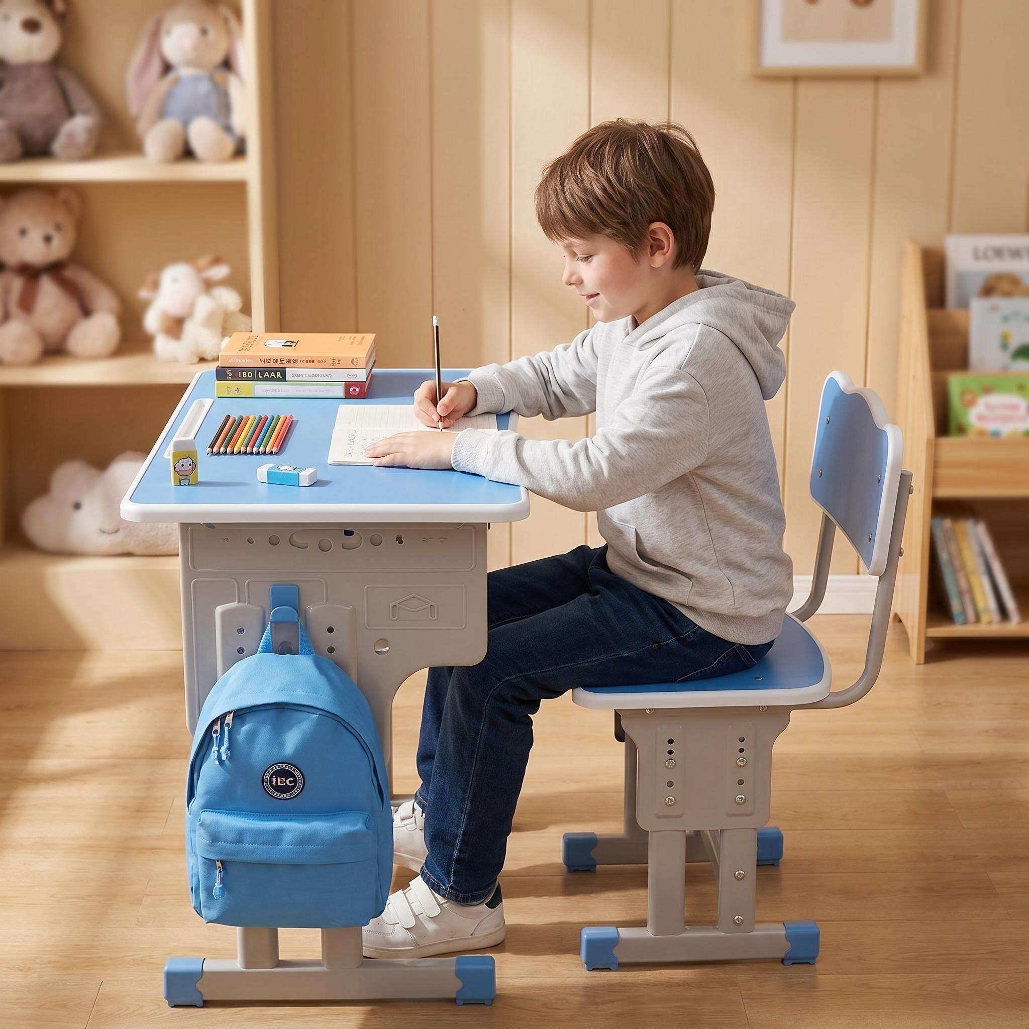 Ensemble de bureau et chaise pour enfants à hauteur réglable, design ergonomique, stable, idéal pour la croissance des enfants - 3