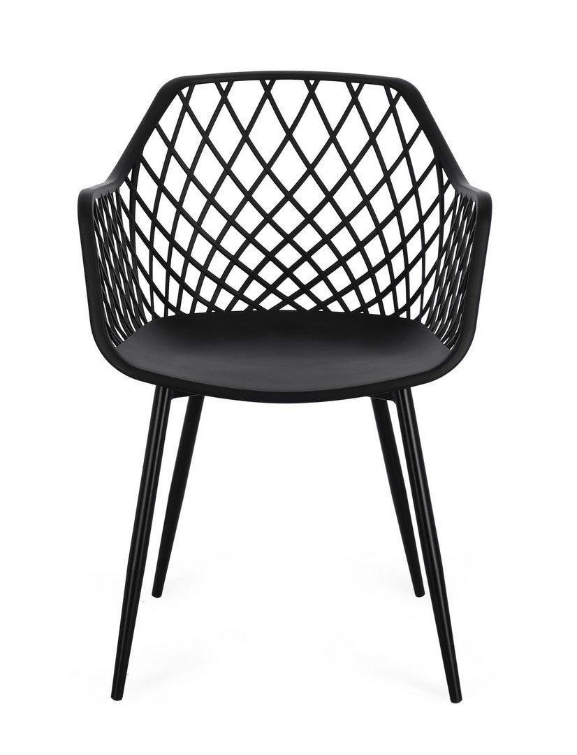 Ensemble de 4 chaises de salle à manger en acier et polypropylène noir - 3