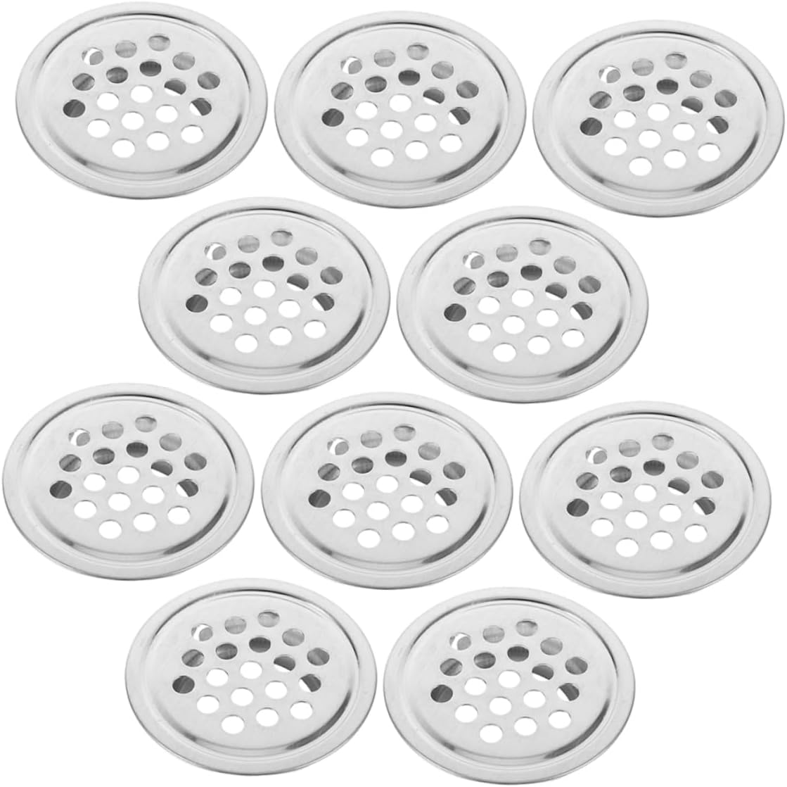 Kratka wentylacyjna okrągła, ze stali nierdzewnej, rozstaw montażowy 25 mm, srebrna, 10 szt. (płaska)