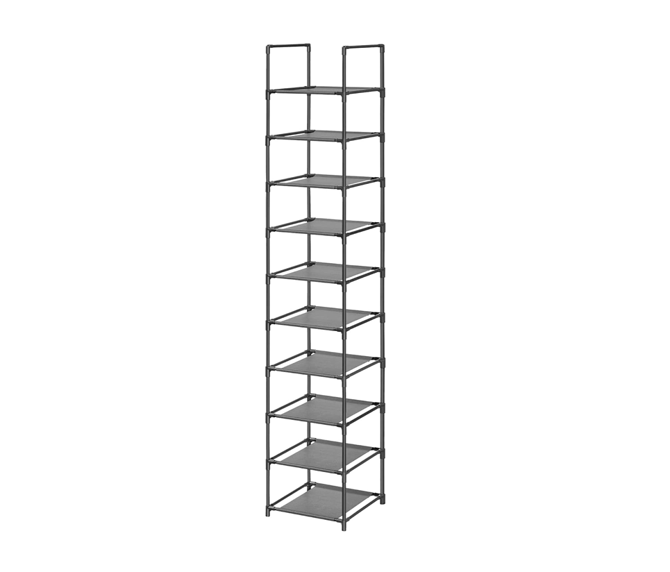 Półka na buty Etagere, 10 poziomów, (33 x 33 x 175 cm), wysoka i wąska półka na buty, plastikowa, pionowa, stojak ekspozycyjny (10 poziomów - dł.)