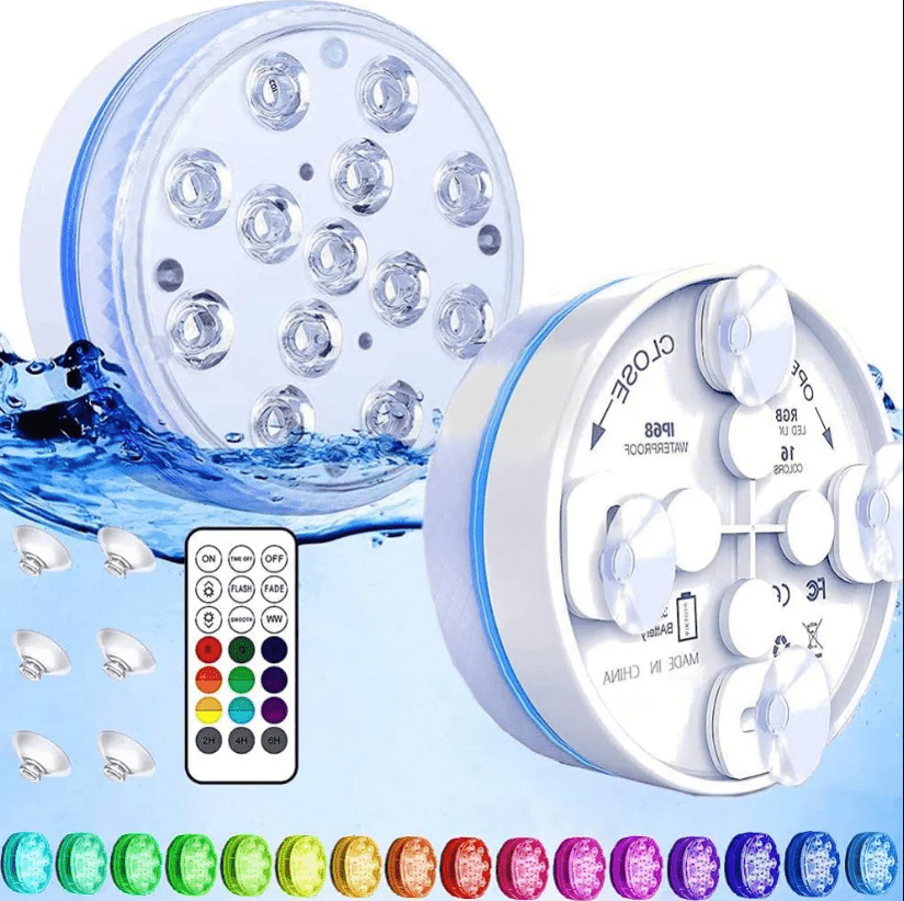 Lumiere Piscine Hors Sol 13 RGB LED Oświetlenie Basenowe, Lumiere Spa z Pilotem, IP68 Wodoszczelna Lampa Basenowa - 2 SZT