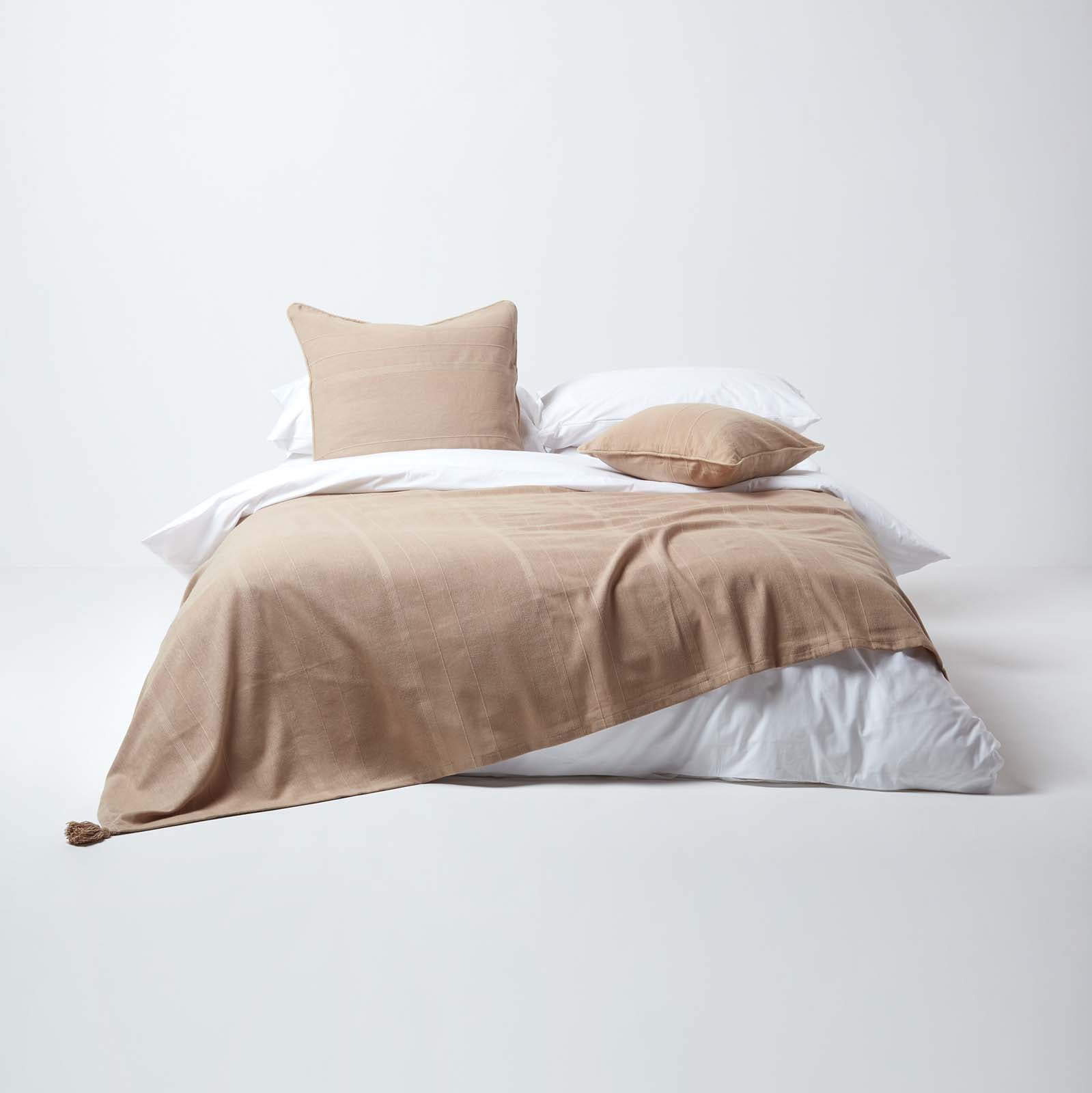 Jeté De Lit Ou Canapé En 100% Coton Tissé Main Rajput Chocolat 225x255 Cm - Homescapes