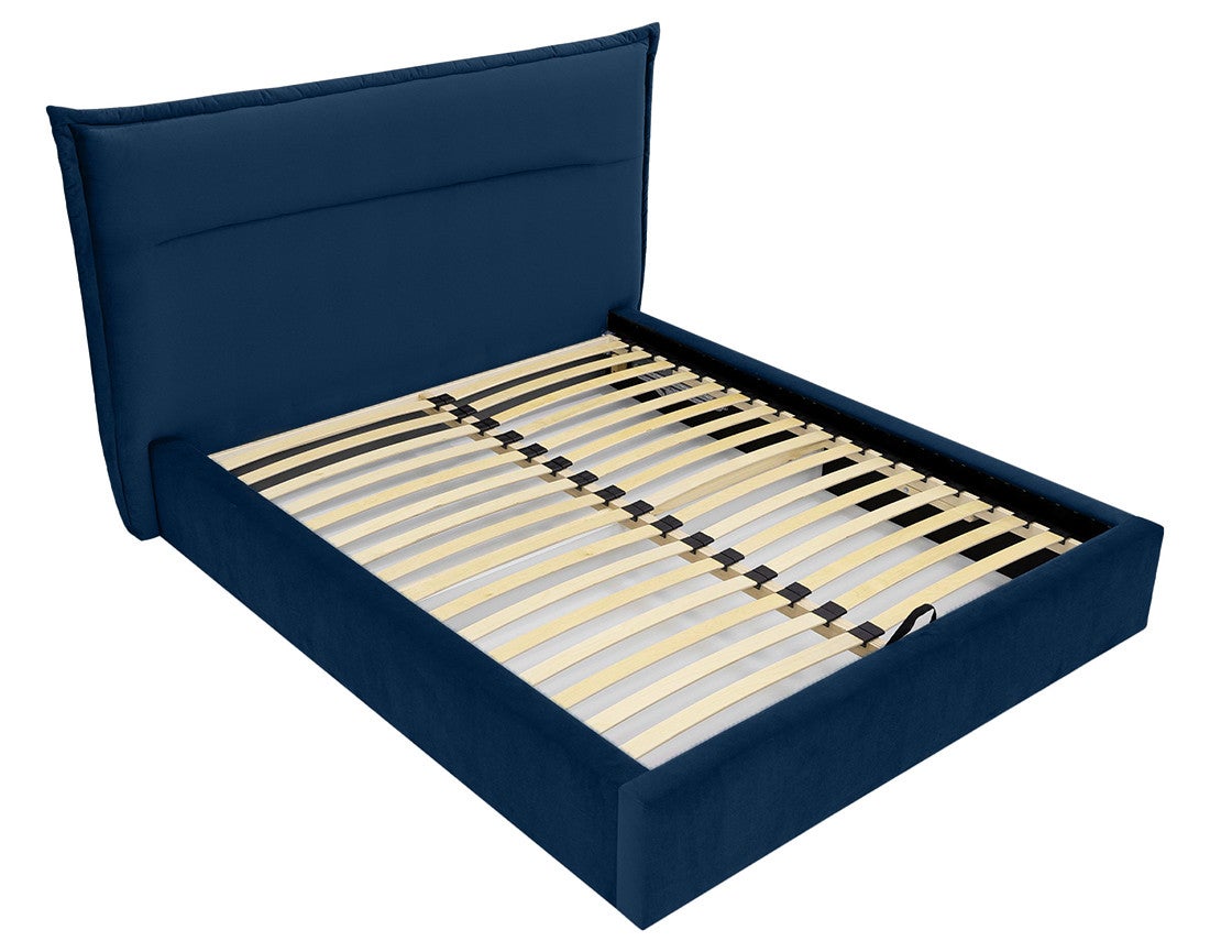 Sommier à Ressorts Velours Noir 160x200 Cm - Hauteur 25 Cm - Support Poids 25 Kg - Cadre Lit Avec Lattes