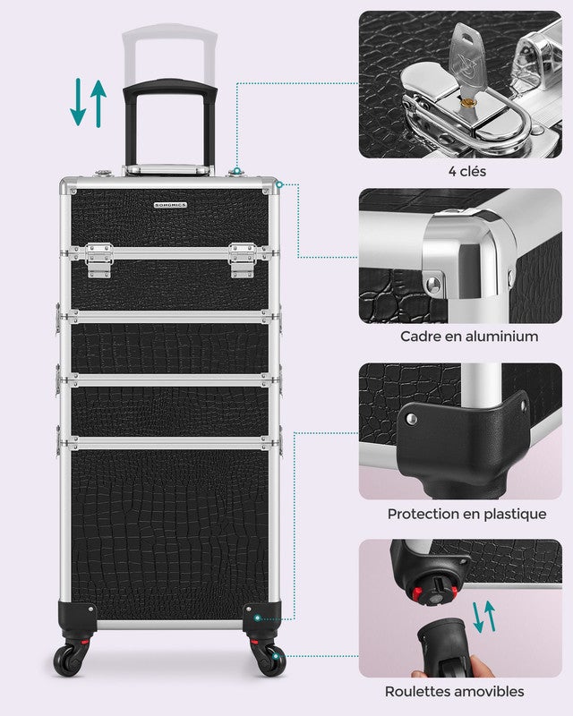 Valise à maquillage Mallette de maquillage Trolley à maquillage bijoux et cosmétique Beauty case Grande taille - 5