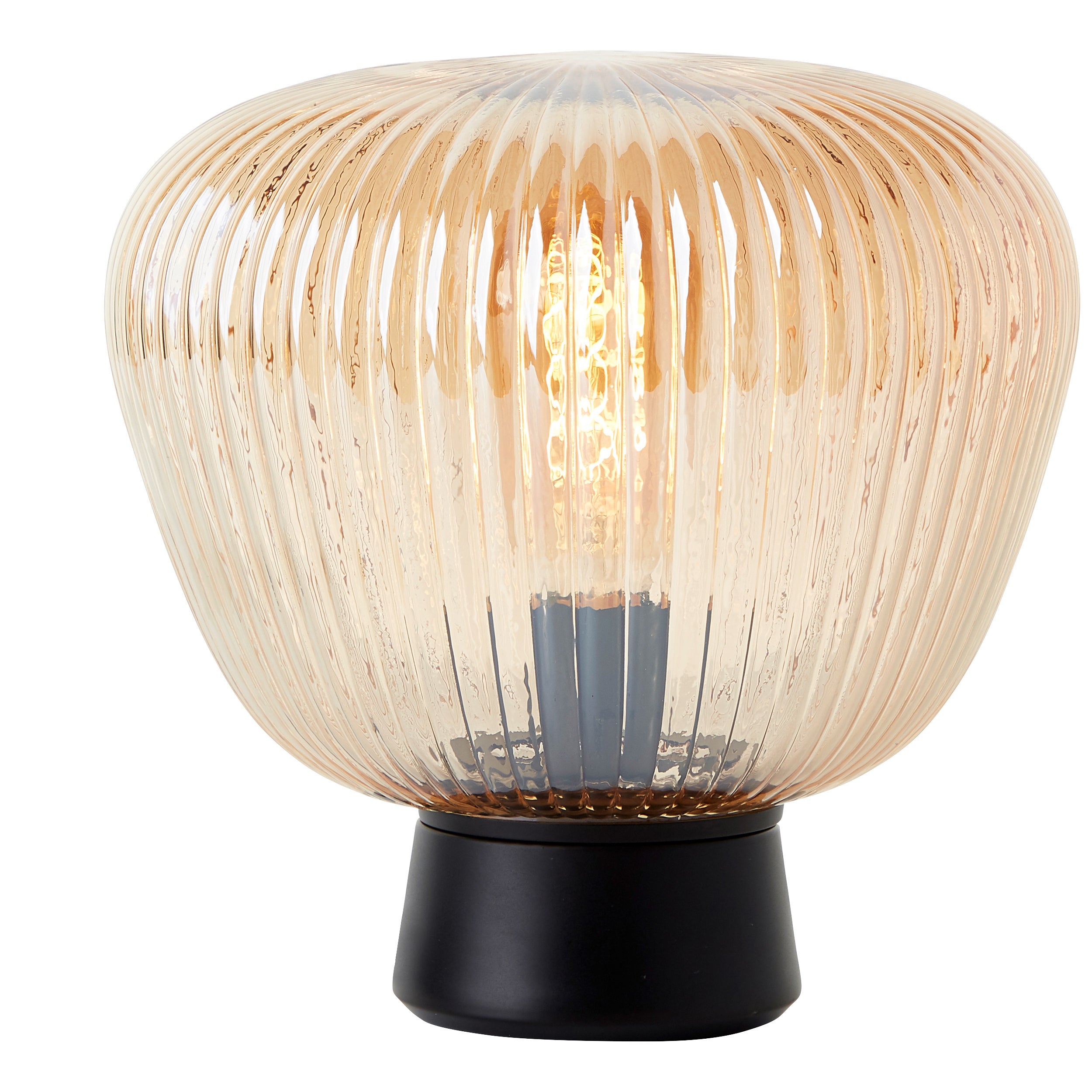 Brilliant lampa stołowa Kaizen 24,5cm bursztynowy/czarny matowy metal/brązowy plastik 1x A60, E27, 40 W