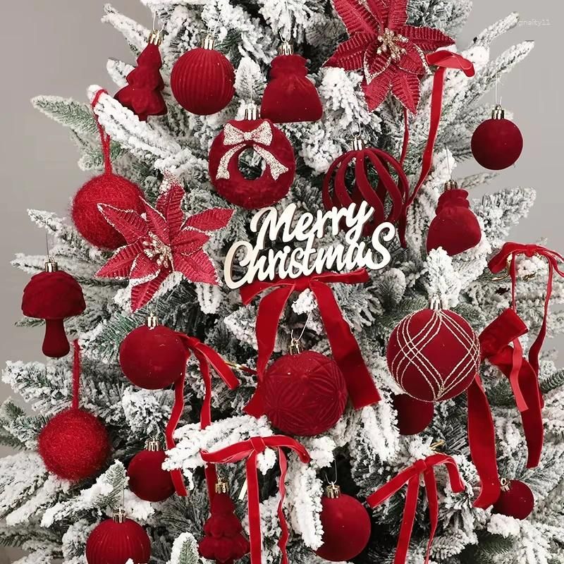 Decorazioni natalizie con palline di fiori floccati, ideali per le festività natalizie (01) - 3