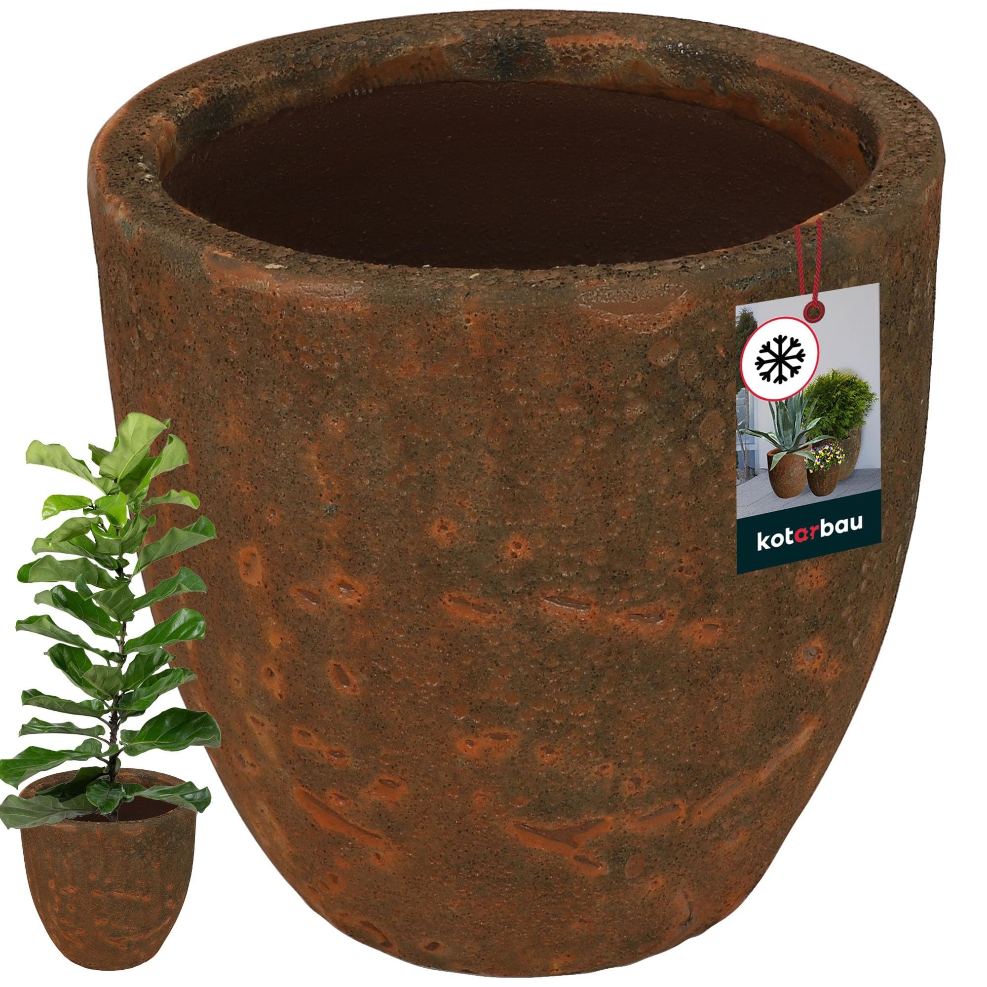 Doniczka ceramiczna duża mrozoodporna elegancka vintage brązowa 30x29 cm - KOTARBAU