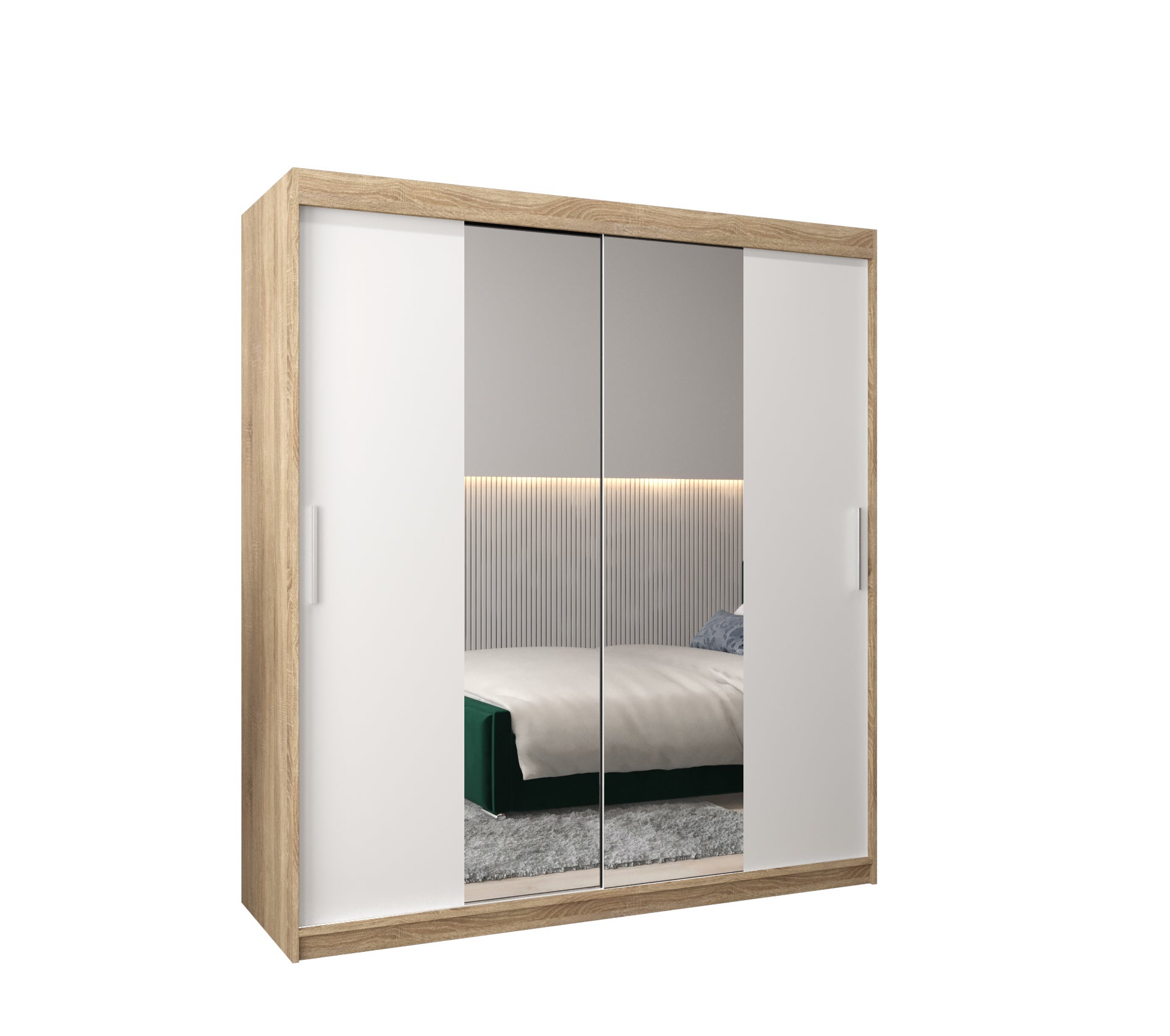 Szafa przesuwna garderoba TOKYO 1 180 x 62 x 200 cm Sonoma + Biały - Abiks Meble