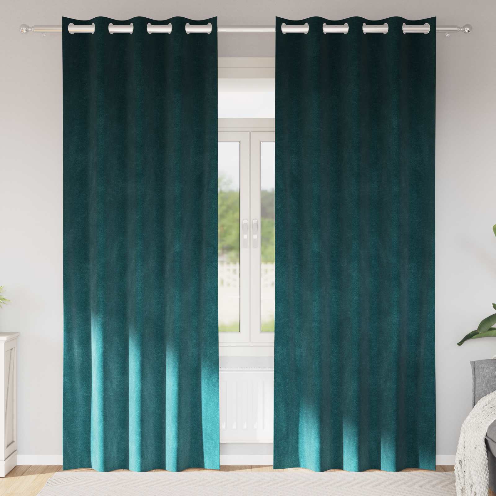 Zasłony zaciemniające 2 pcs Ciemna zieleń 140 x 245 cm Aksamit vidaXL