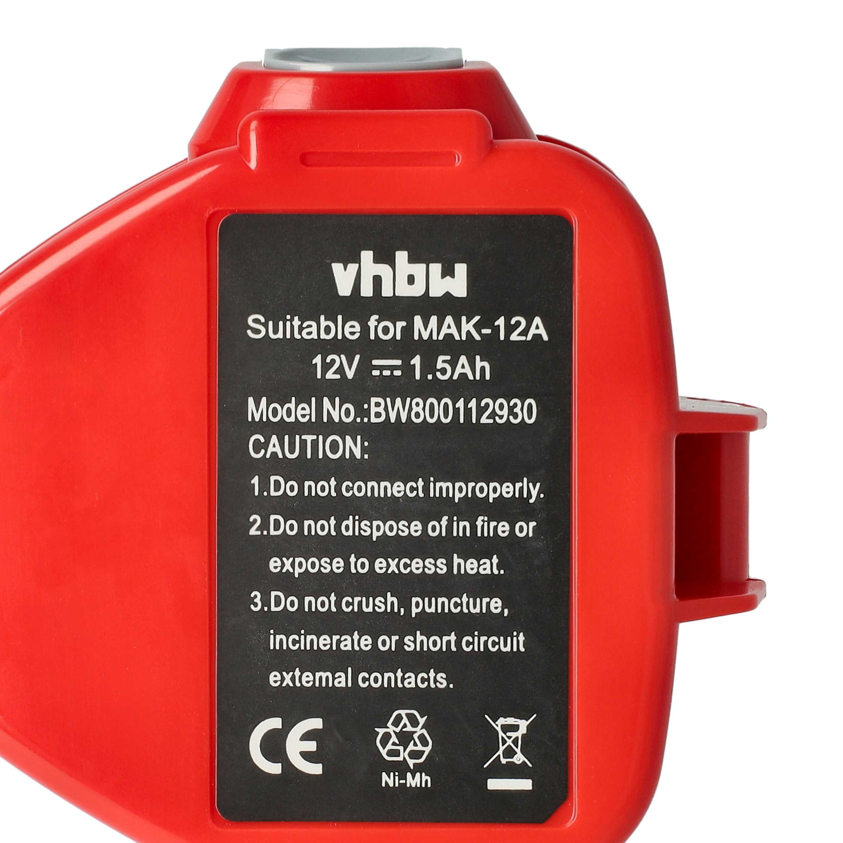 vhbw Batterie compatible avec Makita UC120DWAE, UC120DWD, UC120DZ, UC170D, UC170DWD, UCl20DWA, VR250D outil électrique (1500mAh NiMH 12V) - 5