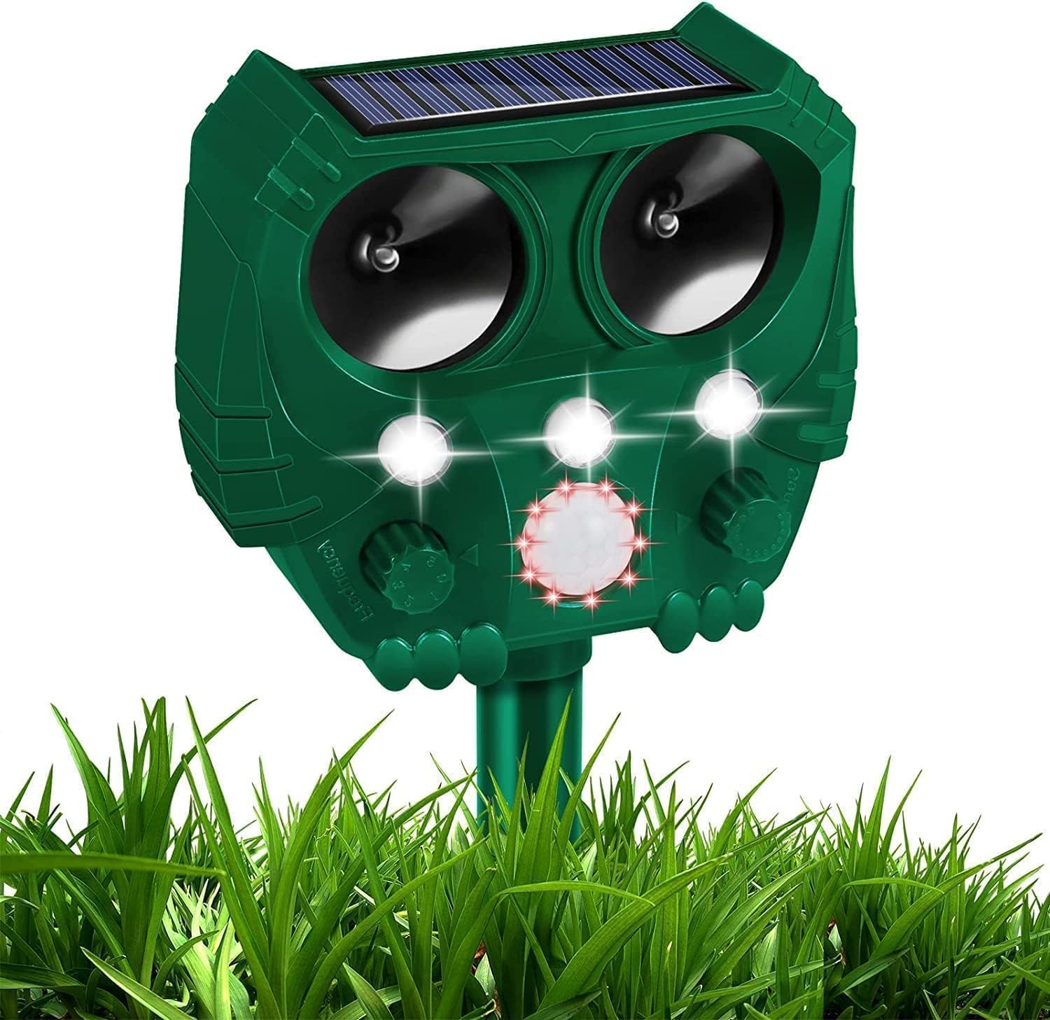 Solarny odstraszacz kotów, wodoodporny, ultradźwiękowy z czujnikiem PIR i 5 trybami, odstraszacz lisów do gospodarstwa
