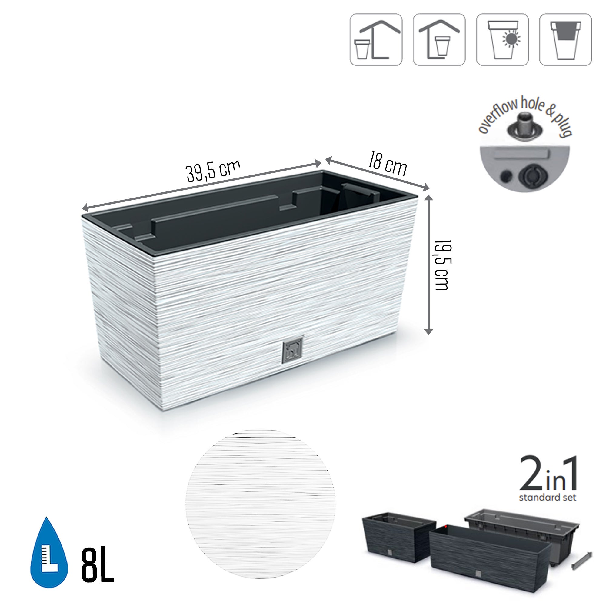 Plantador com tanque 8 L branco - FURU - 2