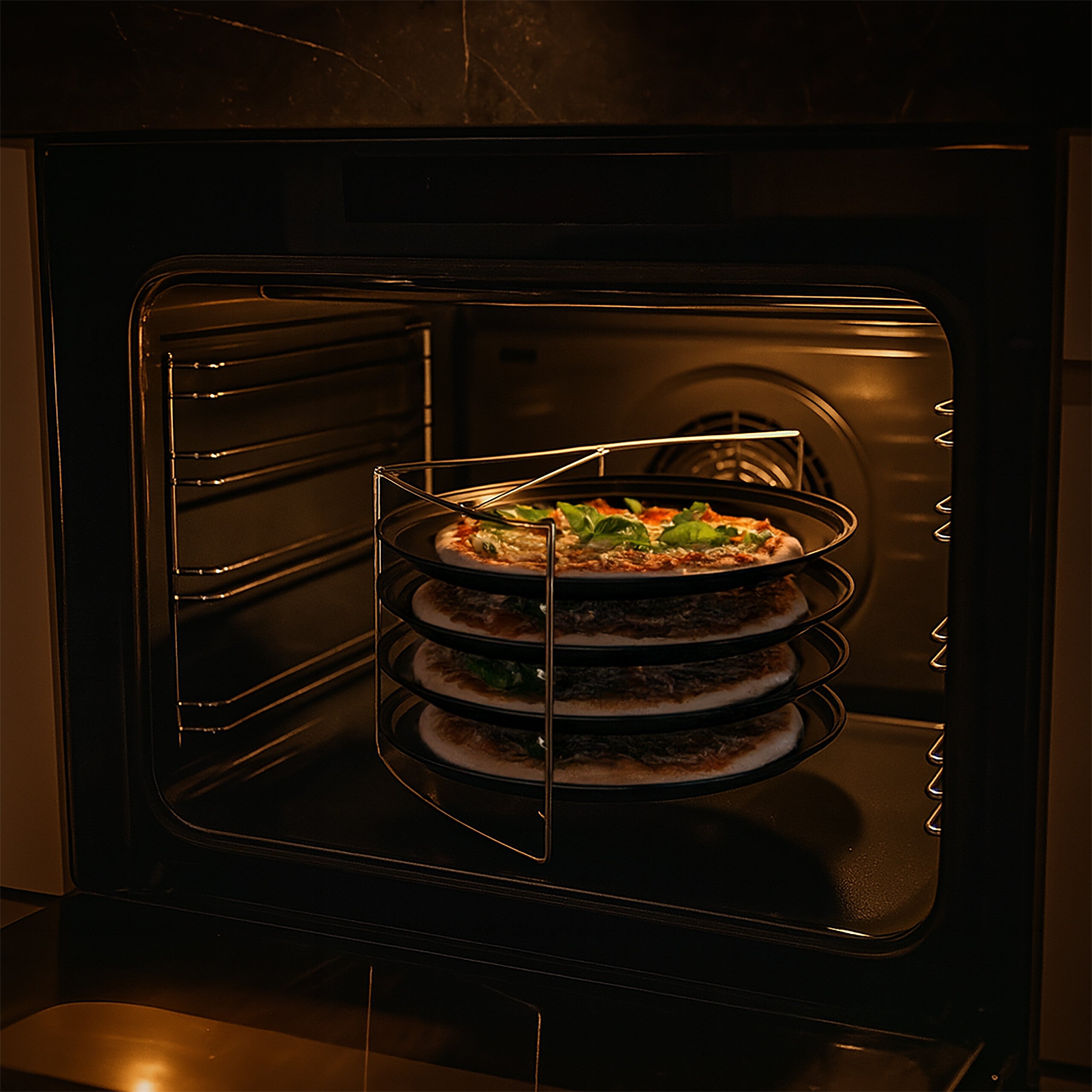 Set 4 Teglie Pizza Rotonde Relaxdays &Oslash;33cm - Acciaio Carbonio, Antiaderente, Per Forno