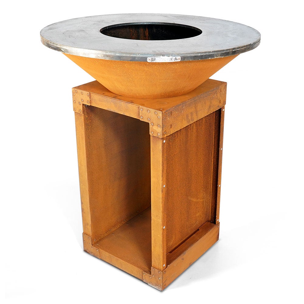 Brasero plancha diamètre 85cm - 82KG - chassis haut en acier corten et plancha en acier alimentaire de 10mm - 5