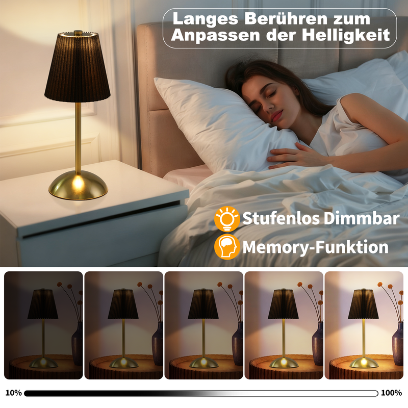 Nettlife Lampada da Tavolo Senza Fili Set di 2 - Lampada Comodino LED Touch Dimmerabile, Ricaricabile USB, Paralume Tessuto, Design Moderno - 5