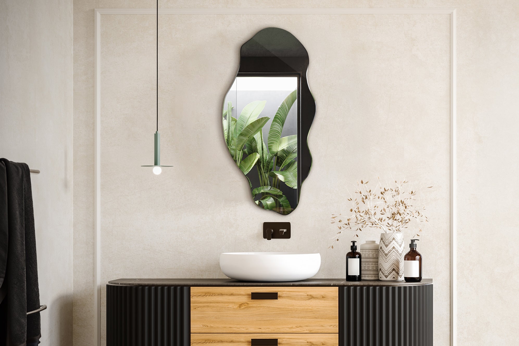 Miroir asymétrique organique irrégulier pour la salle de bain, le salon - 50 cm x 100 cm - 6