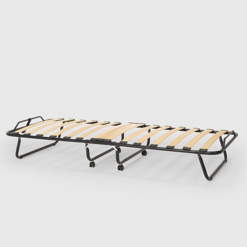 Brandina letto pieghevole con doghe e materasso 80x180cm in microfibra Apollo - Beige - 9